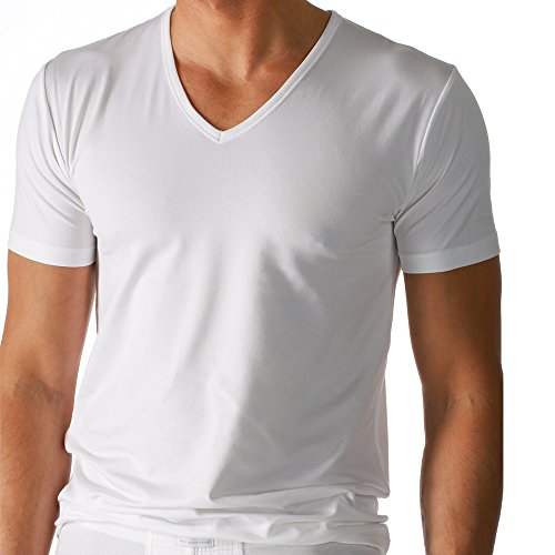 2er Pack Mey Herren Shirt - 46007 Serie Dry Cotton - Mit V-Ausschnitt - bi-elastisch - Angenehm kühl auf der Haut - Farbe Weiß - Größe 5