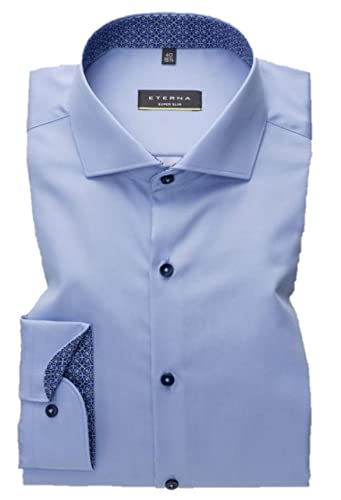 eterna Langarm Hemd COOL Shirt Satinbindung, kuehlend, Modern Fit Größe 46, Farbe hellblau