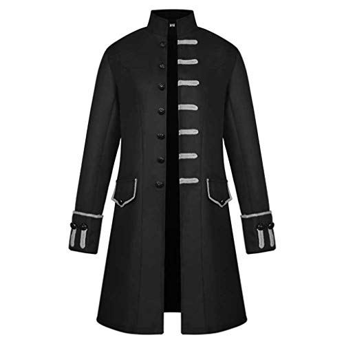 Xmiral Frack M鋘tel Herren Retro Steampunk Jacke Stehkragen Knopf Lange Trenchcoat Winter Outwear Mantel D黱n Einreihig Winterm鋘tel(a Schwarz,3XL)