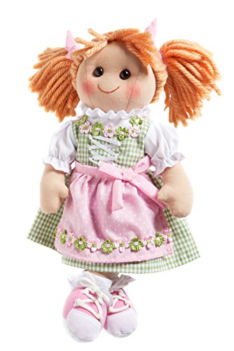 Heless 60 – Stoffpuppe Mädchen Sissi im feschen Dirndl, ca. 32 cm große Weich-Puppe, zum Kuscheln, Spielen und Liebhaben