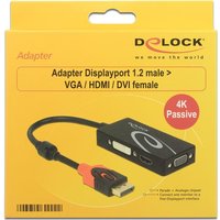 DeLOCK - Videokonverter - DisplayPort / HDMI / VGA / DVI - DVI, HDMI, VGA - Schwarz - Einzelhandel (62902)