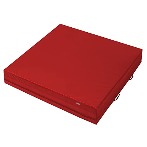 ALPIDEX Mini Weichbodenmatte Matte Turnmatte Fallschutz 100 x 100 x 25 cm mit Tragegriffen und Anti-Rutschboden, Farbe:rot