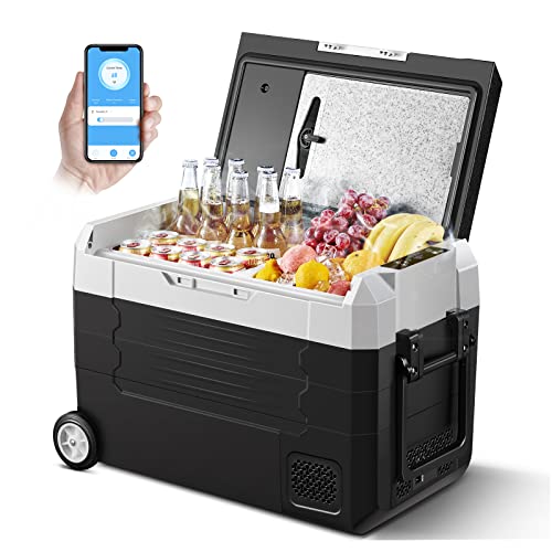 AAOBOSI Kompressor Kühlbox,kühlbox auto 45L, kühlbox elektrisch kompressor mit WIFI-APP-Steuerung, -20°C - 20°C 12/24V DC & 100-240V AC, geeignet für Auto, Camping, LKW, Wohnmobile und Zuhause usw…