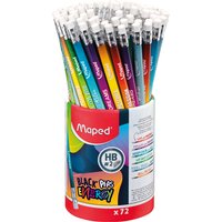 Maped – 72 Graphitstifte Black'Peps Energy HB – Radiergummi – Bleistifte mit inspirierenden Nachrichten – Behälter mit 72 Stiften