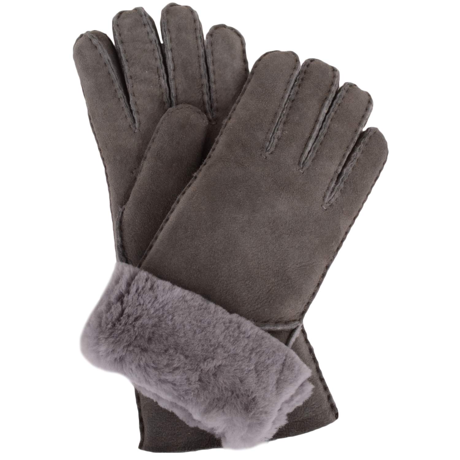 SNUGRUGS Damen Vicky, Sheepskin Glove with Fold Back Cuff Schal, (Grey Grey), (Herstellergröße: X-Large 8")