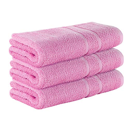 3 Stück Premium Frottee Duschtücher 70x140 cm in rosa von StickandShine in 500g/m² aus 100% Baumwolle