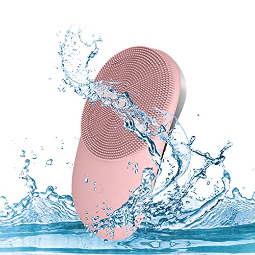 Gesichtsreinigungsbürste, Silikon-Gesichtsschrubber – Wasserdichter Ultraschall Vibrierender Gesichtsreiniger, USB-wiederaufladbares Gesichtsmassagegerät für Tiefenreinigung, Peeling, Mitesserentfernung, Anti-Aging(Pink)