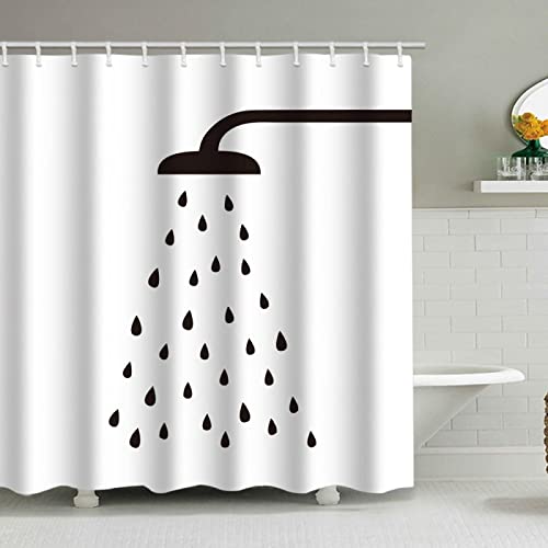 Rumlly Einfache Linie Sprinkler-Druck Badezimmer-Duschvorhang, wasserdichter Badezimmer-Trennvorhang mit Haken, niedliche Kindervorhänge, 80 x 200 cm (31 x 71 Zoll)