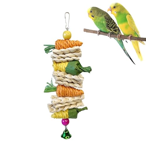 2 Stück Papageien hängende Glocke Spielzeug Kauen Vogel Spielzeug für afrikanische Graupapageien Conure Eclectus Wellensittiche Sittiche Nymphensittich