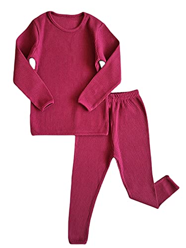 DreamBuy 20 Farben Gerippter Pyjama / Trainingsanzug / Loungewear Unisex Jungen und Mädchen Pyjamas Babykleidung Pyjamas für Frauen und Herren Pyjamas (S, Rotweinrot)