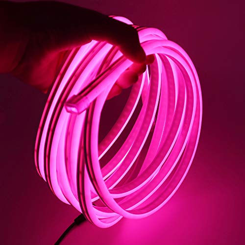 XUNATA Neon LED Strip Streifen, 12V 2835 120leds/m Diffusion Flex LED Lichtband Schlauch (Pink,5M）