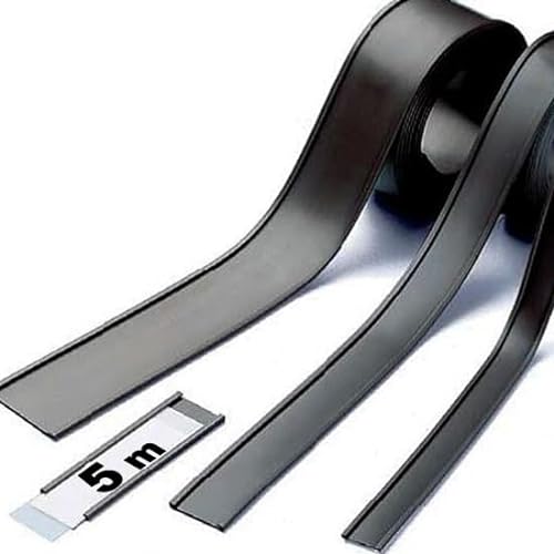 Magnet C-Profil Magnetische Etikettenhalter für Labels Etiketten 5m, mit Schutzfolie - Ideal zur mobilen Kennzeichnung und Beschriftung, C-Profil:Breite 50mm - Länge 5m