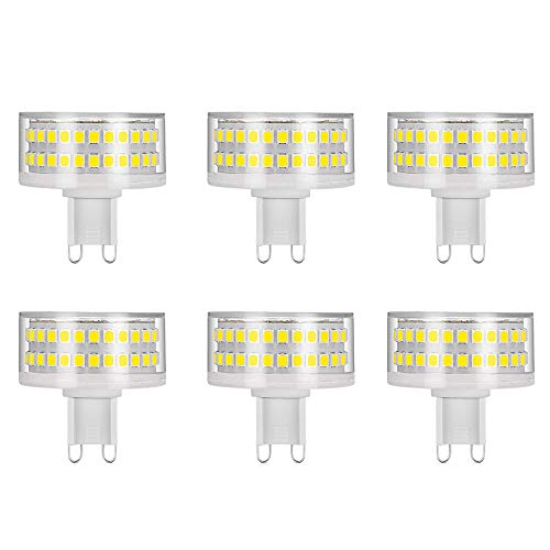 G9 9W LED-Leuchtmittel,kein Flackern,9W entspricht 90W Halogenlampen,900lm,6000K Kaltweiß,AC220–240V,G9 Energiesparlampe,360 °Abstrahlwinkel,6er-Pack
