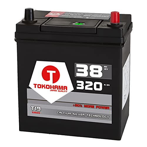 Tokohama Asia Japan Autobatterie 12V 38AH 320A/EN + Plus Pol Rechts Dünnpol 53820 ersetzt 35Ah