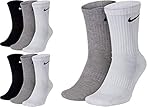 Nike 8 Paar Herren Damen Socken Lang Weiß oder Schwarz oder Weiß Grau Schwarz Set Paket Bundle, Größe:46-50, Farbe:weiß grau schwarz