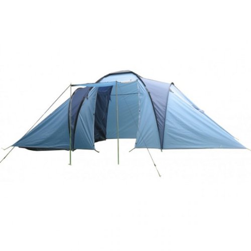 Campingzelt TANGRA Zelt 6 Personen blau Kuppelzelt Schlafkabinen Zelt Polyester Urlaub