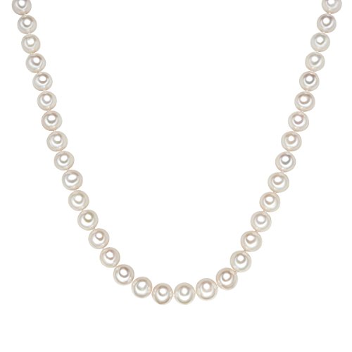 Valero Pearls Damen-Kette Hochwertige Süßwasser-Zuchtperlen in ca. 10 mm Rund weiß 925 Sterling Silber in verschiedenen Länge - Perlenkette Halskette mit echten Perlen weiss 60201643
