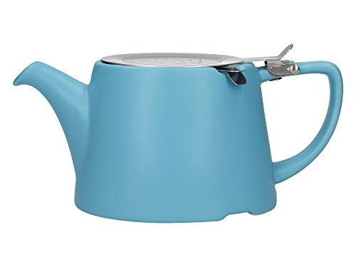 London Pottery Company 43220 Teekanne, oval, mit Sieb für losen Tee, Steinzeug, Steingut, Blau - Satin Blue, 3 Cup Loose Leaf Teapot