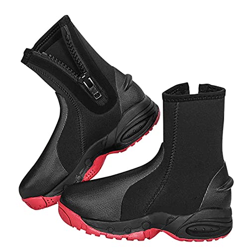 HGYJ 5 mm Neopren-Reißverschluss-Stiefel, Premium Neopren Füßling Für Geräteflosse, Herren und Damen Wasserrettung im Freien Angeln Tauchen Sandstrand Schnorcheln Surfen,Black,4