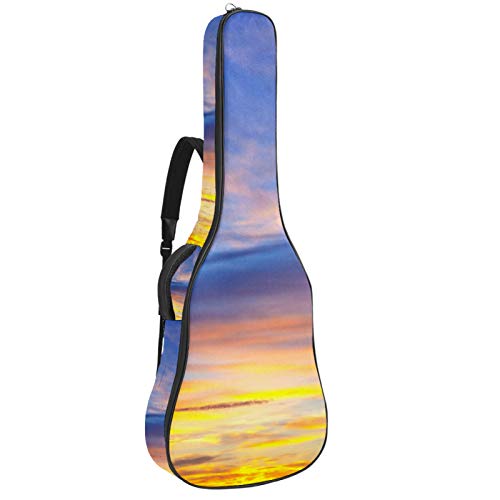 Gitarren-Gigbag, wasserdicht, Reißverschluss, weich, für Bassgitarre, Akustik- und klassische Folk-Gitarre, Sunrise Sky Hintergrund