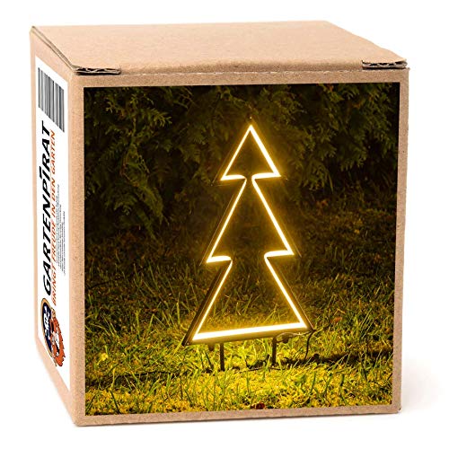 Gartenpirat Weihnachtsdeko Tanne mit Neonlichtband warmweiß leuchtend mit 153 LEDs • Gartenstecker mit Höhe 47,5 cm