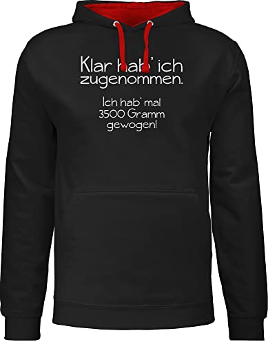 Shirtracer Statement - Klar hab' ich zugenommen - XL - Schwarz/Rot - frech - JH003 - Hoodie zweifarbig und Kapuzenpullover für Herren und Damen