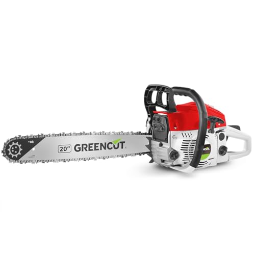 GREENCUT GS610X - Benzin-Kettensäge 61.2cc 3.6 PS, 2-Takt-Motor, 20"-Schwert, Schnittlänge 50,8cm, zum Fällen und Beschneiden, Anti-Vibration