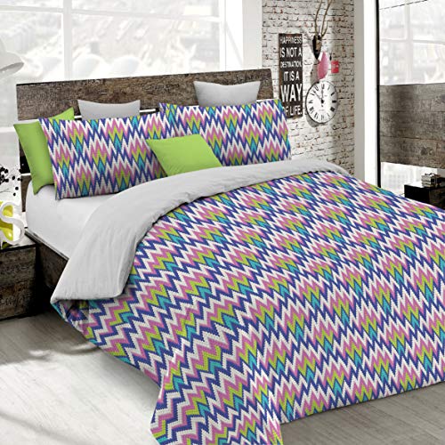 Fantasy Italian Bed Linen Bettbezug, Einzelne, Mikrofaser, Zigzag