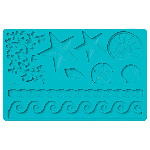 Wilton Fondant und Gum Paste Mold Sea Life Silikonform, Silikon, blau, 12 x 25 x 0,5 cm