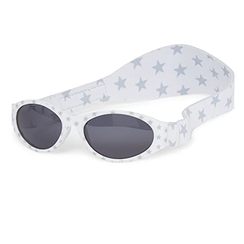 Original Dooky Baby Banz Blue Star Baby Sonnenbrille für Mädchen und Jungen, 0-2 Jahre, UV-A & UV-B Schutz, bruchsicheres Glas mit Neoprenband, Silver Star