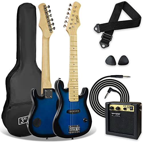 3rd Avenue E-Gitarrenset Junior, E-Gitarre für Anfänger, mit Verstärker, Kabel, Gigbag und Gurt – Blau