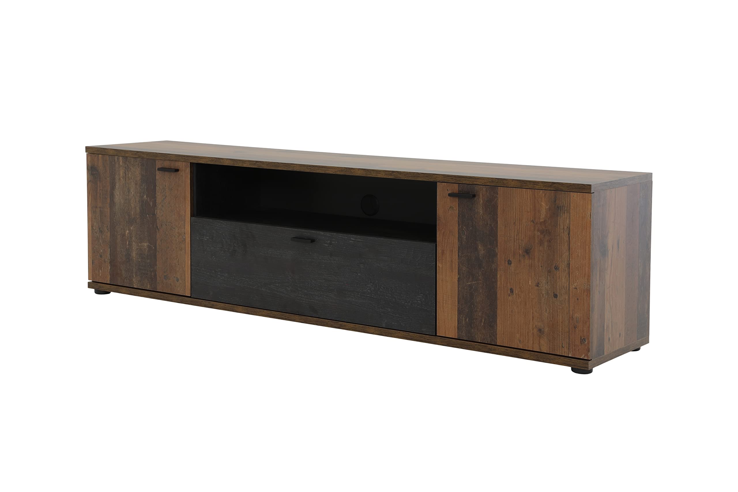 Apollo Atlanta Sideboard, Kommode, TV Board Holzwerkstoff Dekor Eiche dunkel, 1 Auszug, Schubkasten, 2 Türen, 180 x 40 x 50 cm