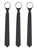 WANYING 3 × Herren Reißverschluss Krawatten 6cm Schmale Vorgebundene Krawatten Casual Business Länge 48cm - Schwarz