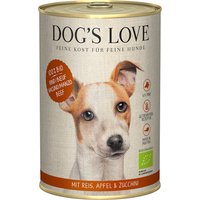 DOG'S LOVE BIO Premium Hundefutter Nassfutter Rind mit Reis, Apfel & Zucchini (1 x 400g)