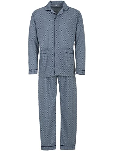 LUCKY Herren Pyjama Set Shirt und Hose Schlafanzug Langarm Knöpfe Schlafshirt (as3, Alpha, xx_l, Regular, Regular, Grau)