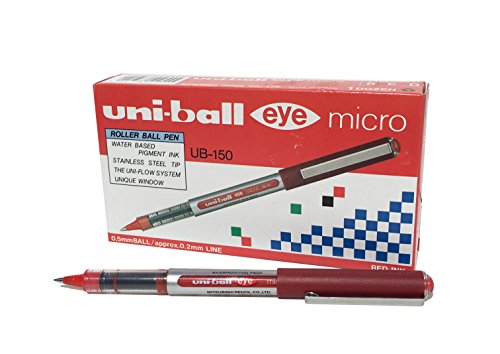 Uni-Ball 9000502 Eye Tintenroller Mikro 0,5 mm Spitze 0,2 mm Strichbreite 12 Stück rot