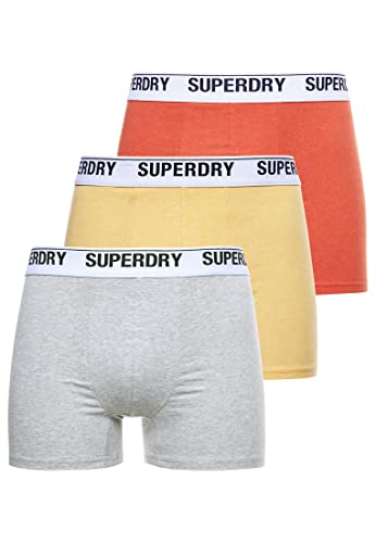 Superdry Mens Multi Triple Pack Boxer Shorts, Orange/Yellow/Grey, X-Large