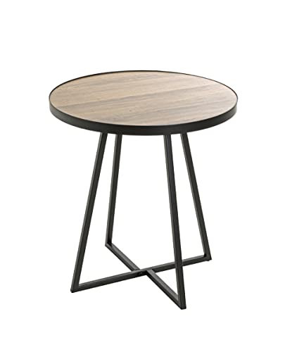 HAKU Möbel Beistelltisch, Metall, schwarz-Eiche, Ø 48 x H 52 cm