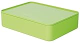 HAN Schubladenbox Allison SMART-ORGANIZER Utensilienbox mit Innenschale und Deckel/ Serviertablett, stapelbar, für Büro, Schreibtisch, Badezimmer, Küche, möbelschonende Gummifüße, 1110-80, lime green