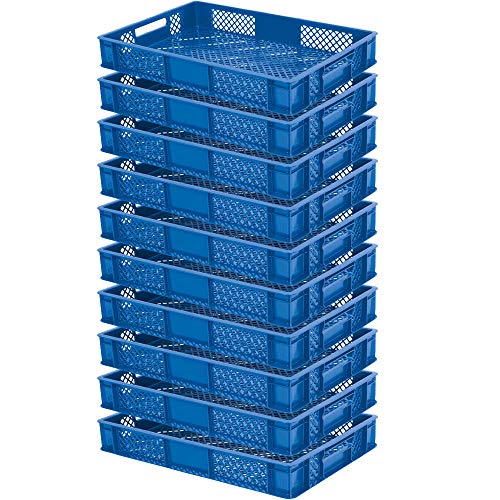 10x Eurobehälter/Stapelbehälter, LxBxH 600x400x90 mm, Inhalt 15 Liter, blau