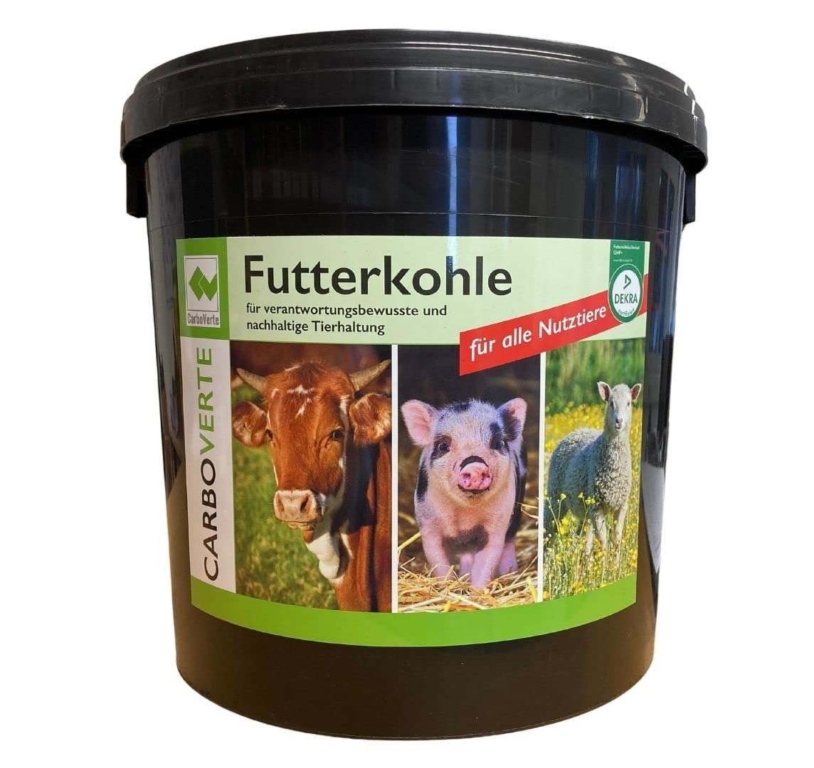 7 kg CarboVerte Futterkohle für Pferde, Rinder, Schweine und Geflügel, nach GMP+ FSA gesichert, 100% pflanzliche Kohle, staubfrei