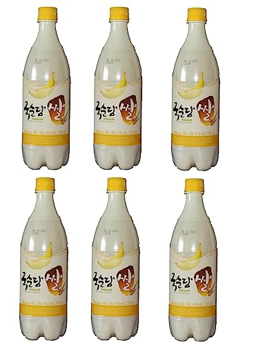 bick.shop® 6x Makgeolli 750ml Korea Alkohol Getränk Sparkling 3-6% Alk. Vol inkl. 0,25€/Flasche EINWEG-Pfand (ges.1,50€) (Banane)
