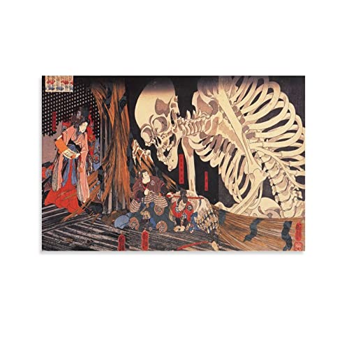 Takiyasha The Witch And The Skeleton Spectre – von Utagawa Kuniyoshi Malerei Kunst Poster Leinwand Malerei Poster Wandkunst Dekorative Bild Drucke Moderne Dekoration 60 x 90 cm
