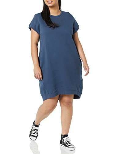 Goodthreads Damen Kurzärmeliges Heritage-Kokon-Kleid mit Taschen, Fleece, Indigo, XXL