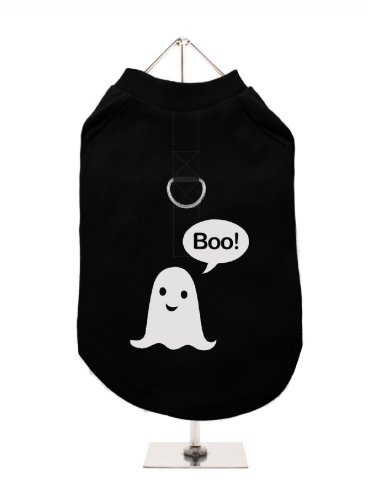 "Halloween: Ghost Boo." UrbanPup Hunde/T-Shirt (schwarz/mirror silver)