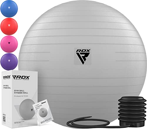 RDX Gymnastikball Extra Dicker PVC Sitzball, Yoga Pezziball Fitness Pilates Balance Ball Stuhl, Anti-Berst Stabilitätsball mit Luftpumpe Schwangerschaft Büro Core Hause Fitnessstudio Training 250 kgs