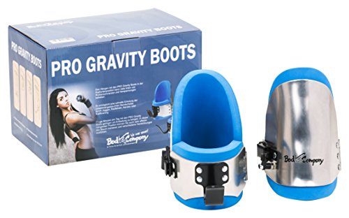 Bad Company Gravity Boots I Hanging-Boots mit Sicherheitsverschluss, Anschlagsstift und Einer Übungsanleitung für das Schwerkraft-Training in Blau/Metallic-Silber