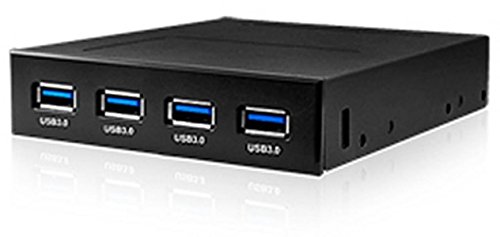 Icy Box IB-866 Interner 4-fach USB 3.0 Hub/Front-Adapter für 1x 3,5" (8,9 cm) Einbauschacht, 4x USB 3.0 Anschlüsse, Metall/Kunststoff, schwarz