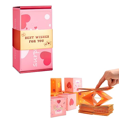 Überraschungsbox-Geschenkbox, faltbare Bounce-Überraschungs-Geschenkbox, kreative Foto-Überraschungsbox, für Geschenke zum Geburtstag, Valentinstag (Pink-A,20 Kartons)