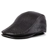 Herren Herbst Winter Frühling Leder Baskenmütze Fahren Schiebermütze Entenschnabelmütze Newsboy Cabbie Hat (Color : Brown, Size : 59-60)